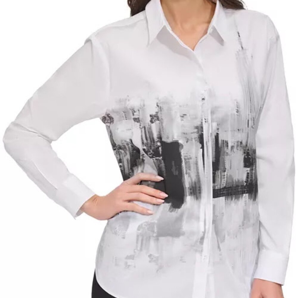 DKNY - CITYSCAPE GRAPHIC BLOUSE (NEW)